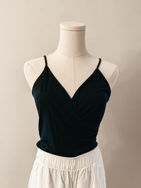 Dynamite Black Wrap-Style Spaghetti Strap Bodysuit